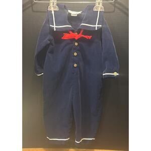 Sylvia Whyte Navy Sailor Boys 24 Month Corduroy Jumper Romper